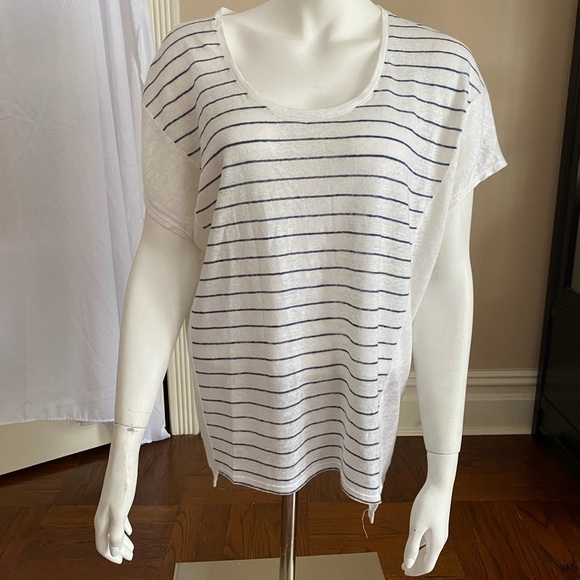 Vince White Striped Linen Cocoon Top - Picture 4 of 7